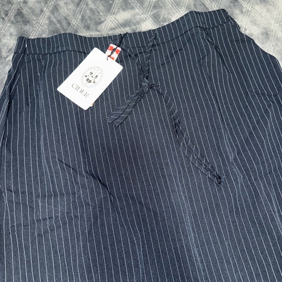 Cider Navy Pinstripe Drawstring Maxi Skirt - Picture 4 of 6